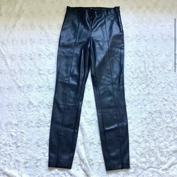 Zara Black Faux Leather Leggings - Picture 2 of 6